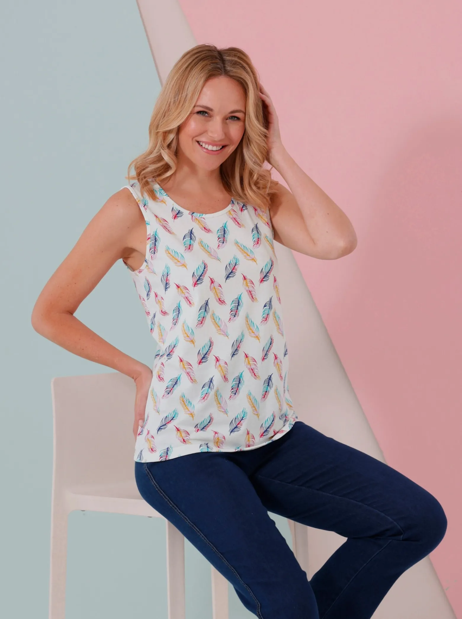 Shirttop mit Federndruck