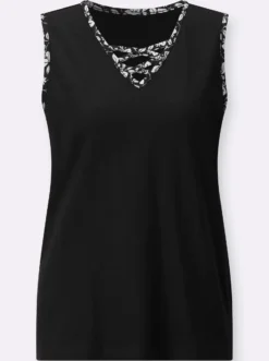 Shirttop mit gemusterter Paspelierung