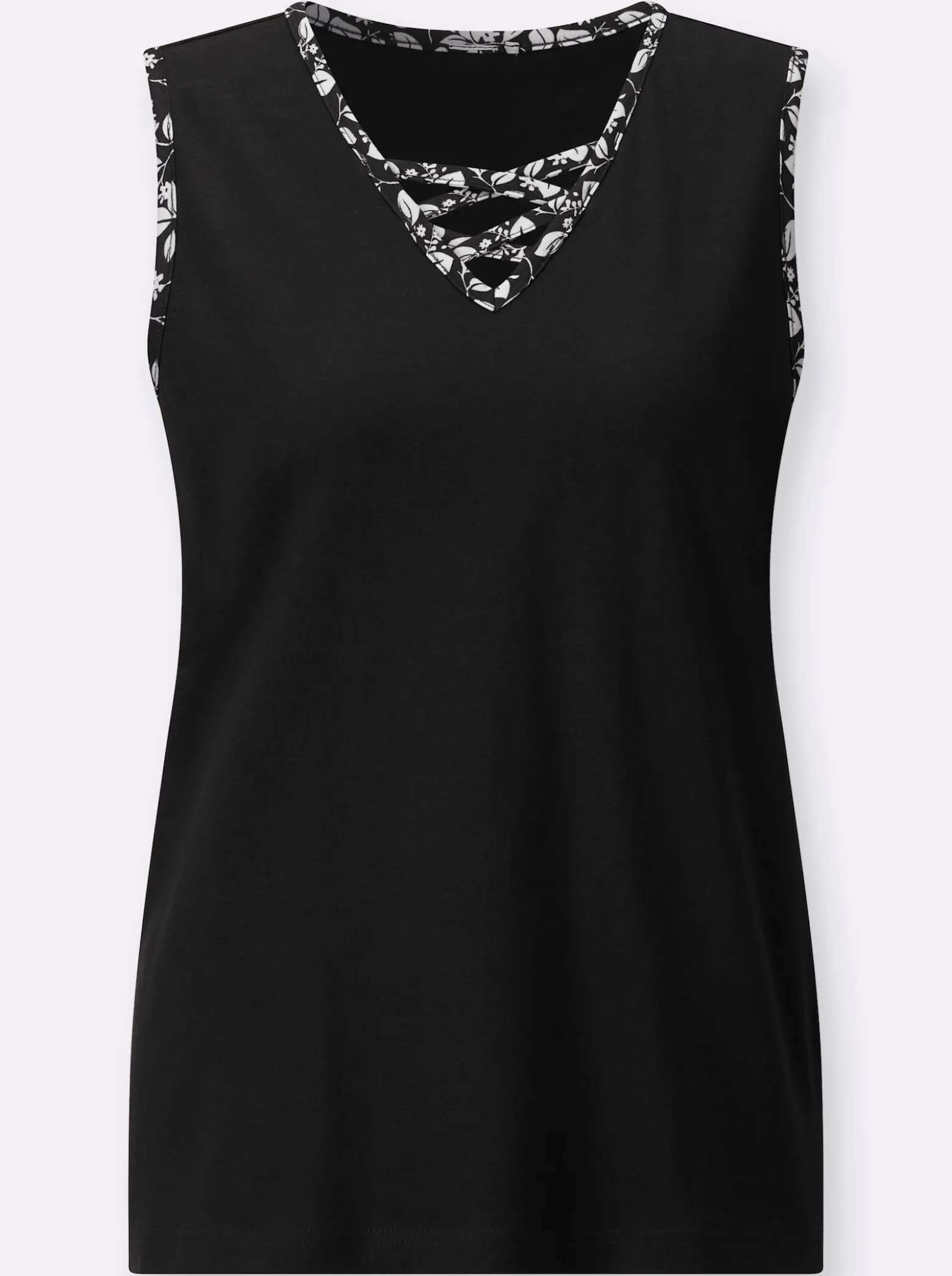 Shirttop mit gemusterter Paspelierung