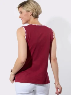Shirttop mit gemusterter Paspelierung