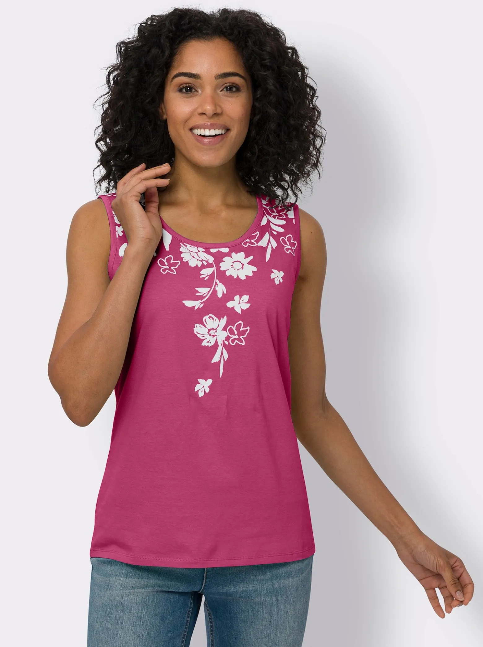 Shirttop mit platziertem Blüten-Druck