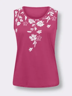 Shirttop mit platziertem Blüten-Druck