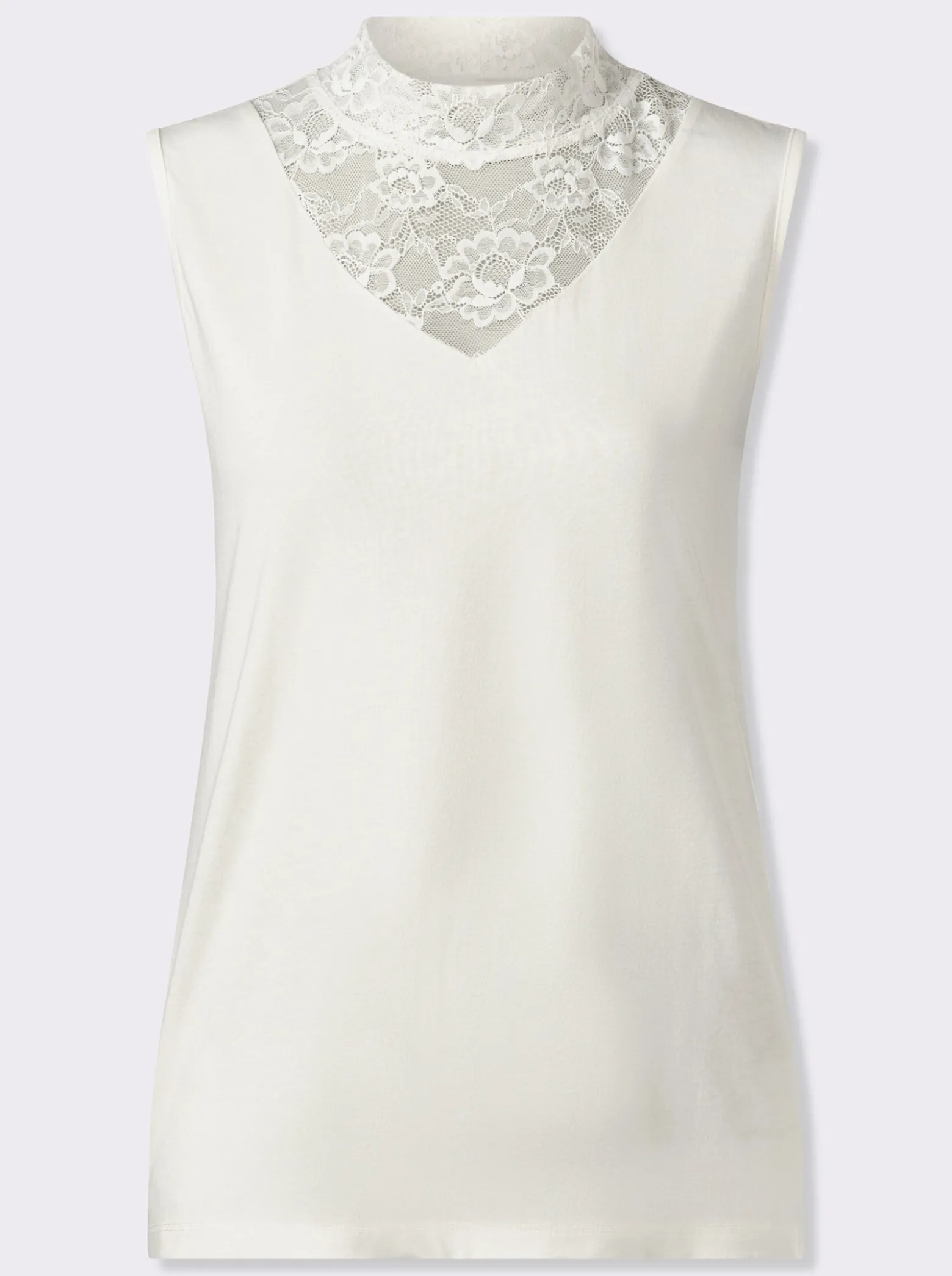 Shirttop mit Spitzeneinsatz am Dekolleté