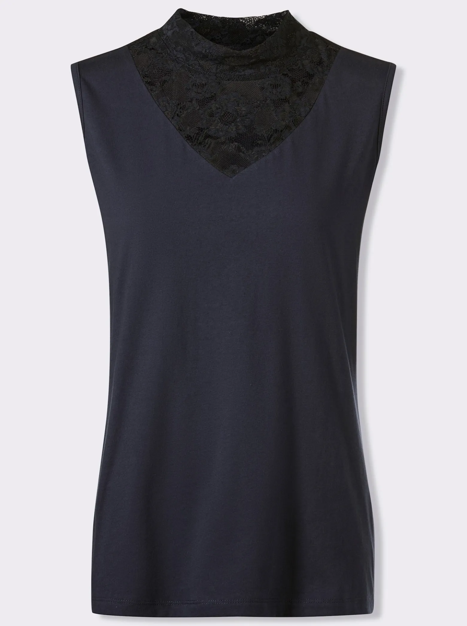 Shirttop mit Spitzeneinsatz am Dekolleté