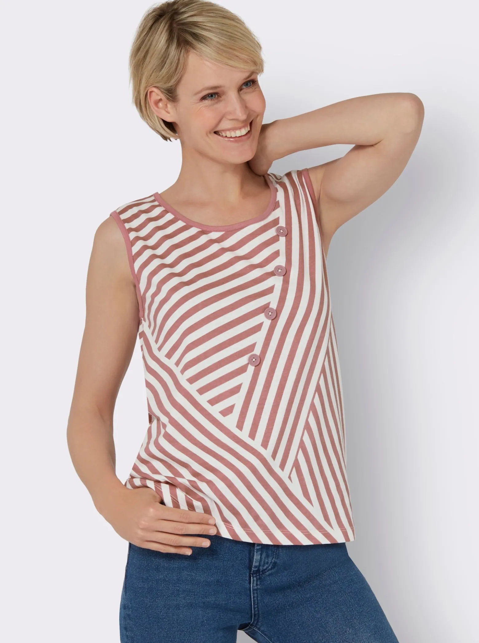 Shirttop mit Zierknöpfen im Vorderteil