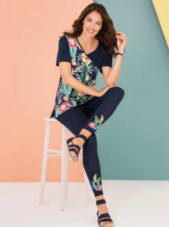 Shirt und Leggings in Baumwoll-Qualität
