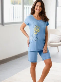 Shorty mit Blüten-Druck vorne