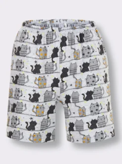 Shorty mit Katzen-Motiv
