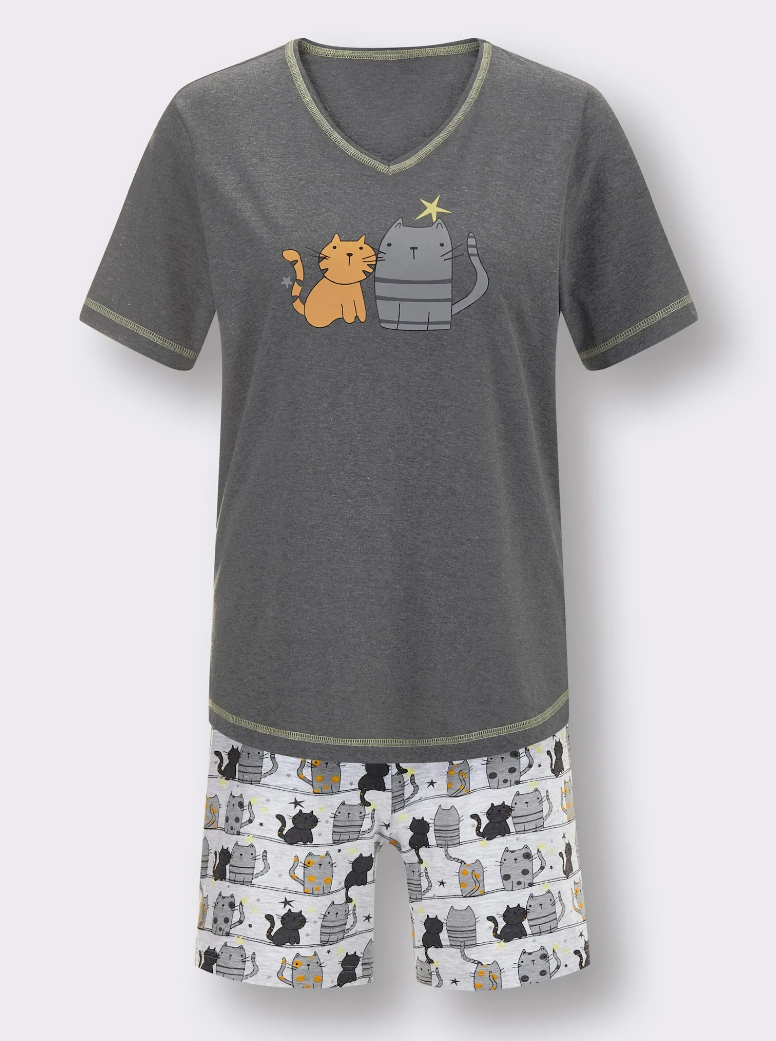Shorty mit Katzen-Motiv