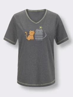 Shorty mit Katzen-Motiv
