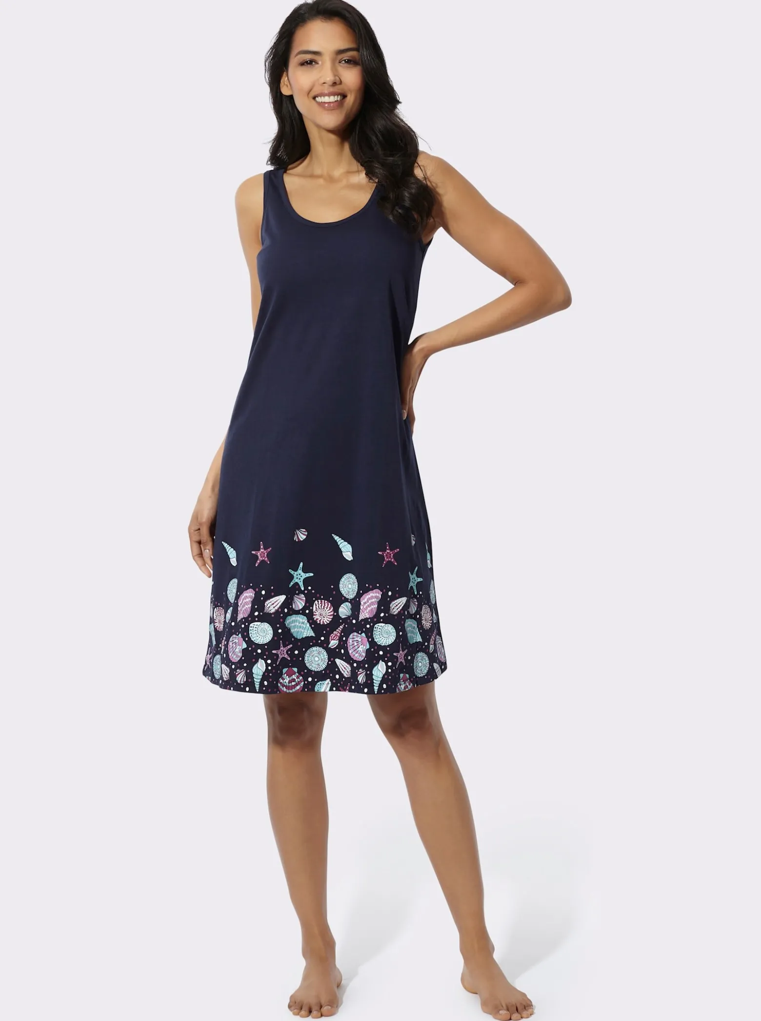 Sommerkleid in A-Form, platzierter Print