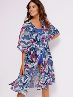 Sommerkleid in weiter Kaftan-Form, bedruckt