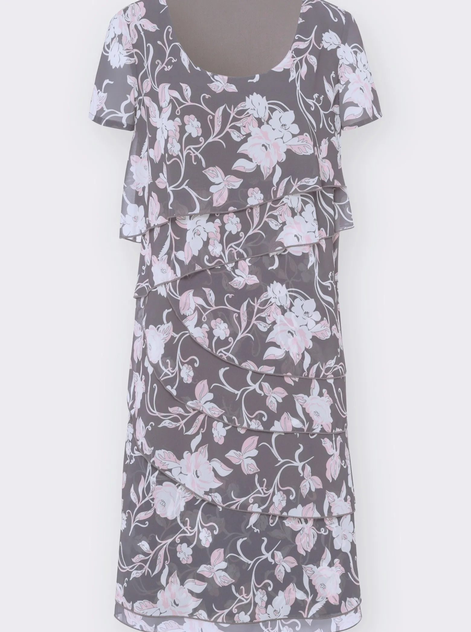 Sommerkleid mit Blumen-Druck, mehrlagig