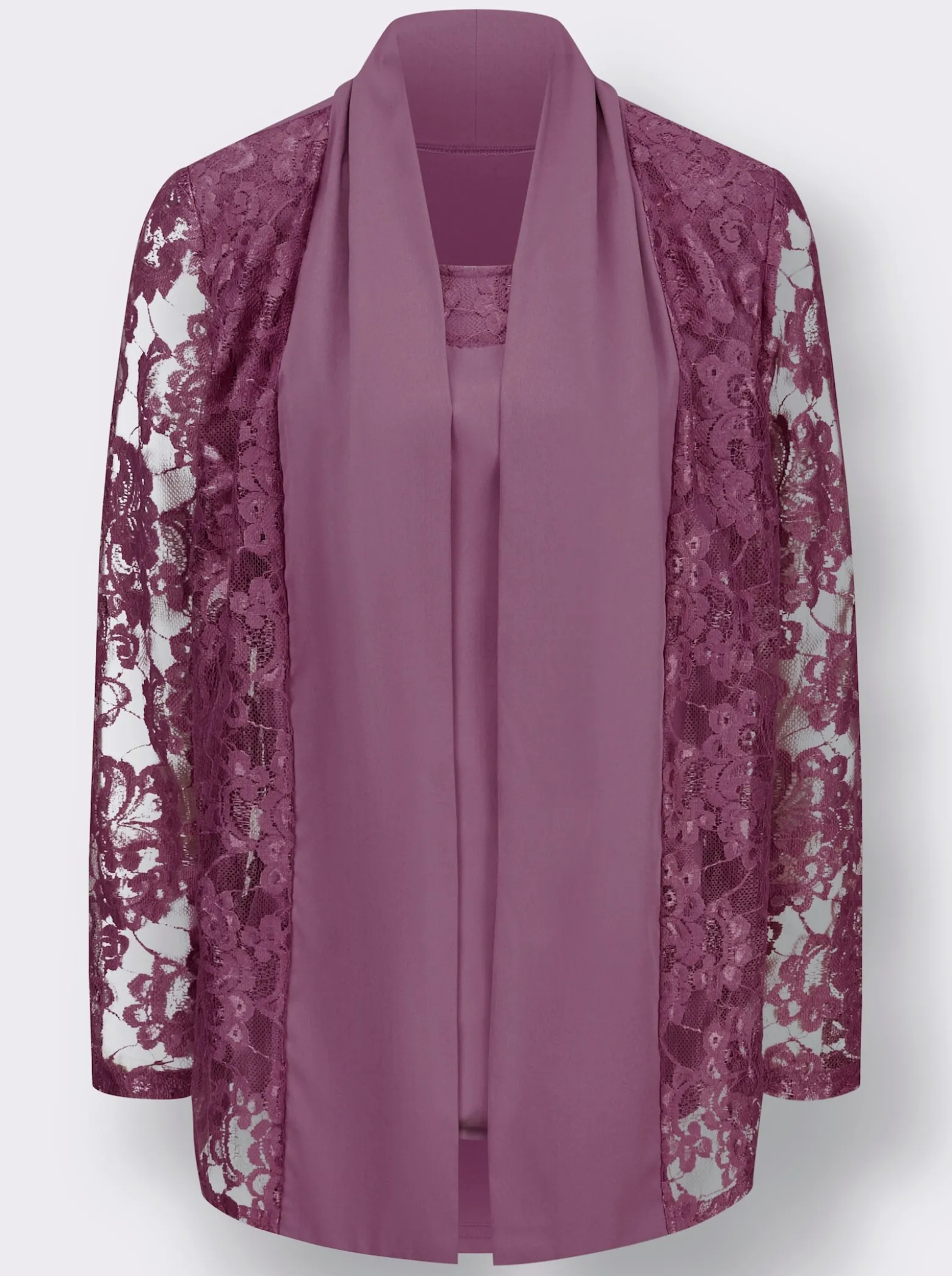 Spitzenbluse im Twinset-Look