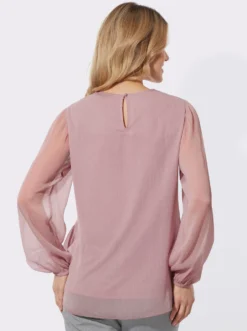 Spitzenbluse mit transparenten Ärmeln