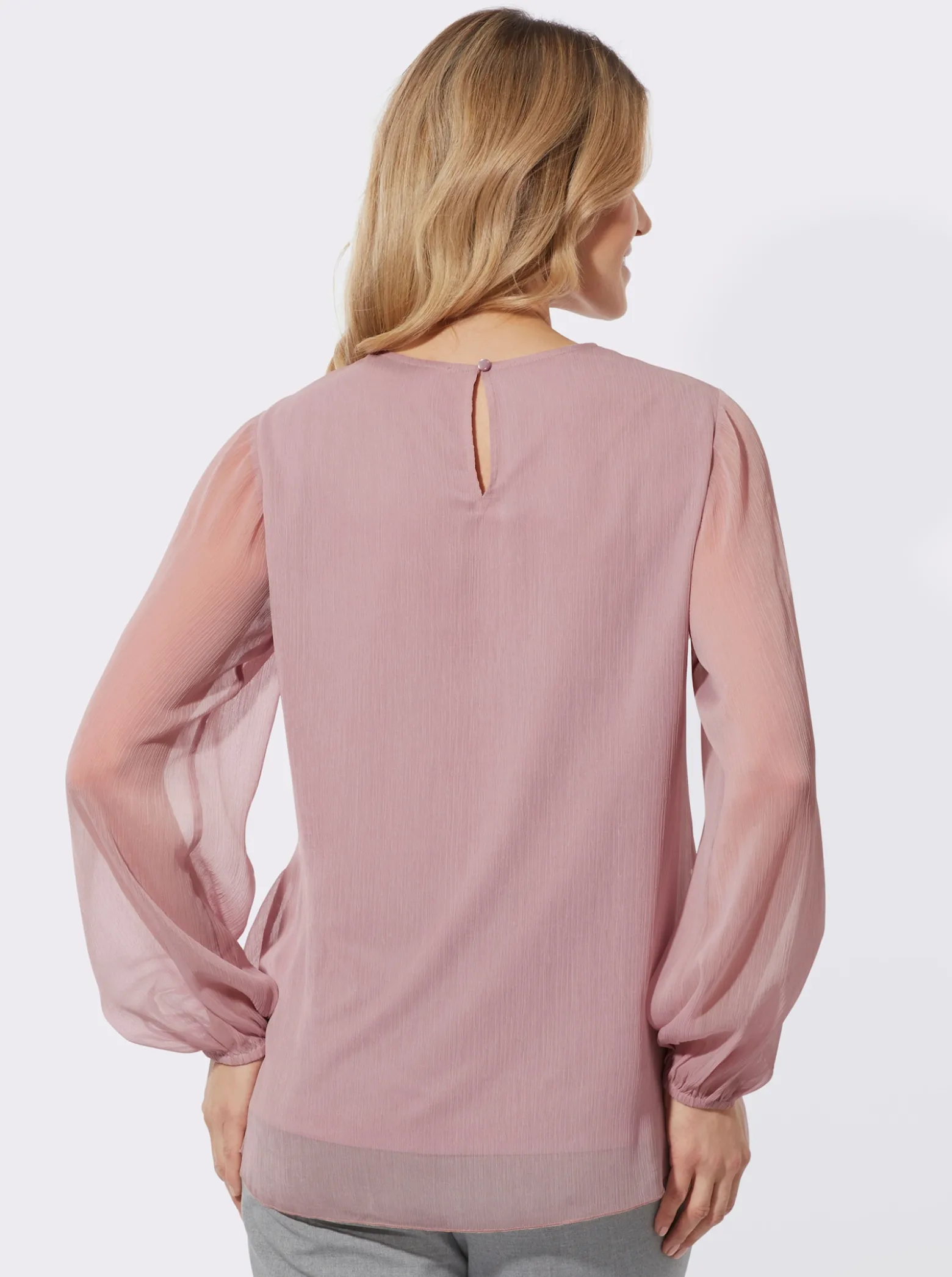 Spitzenbluse mit transparenten Ärmeln