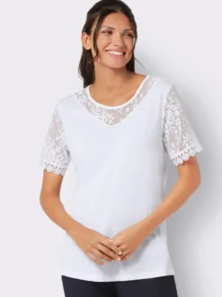 Spitzenshirt aus reiner Viskose