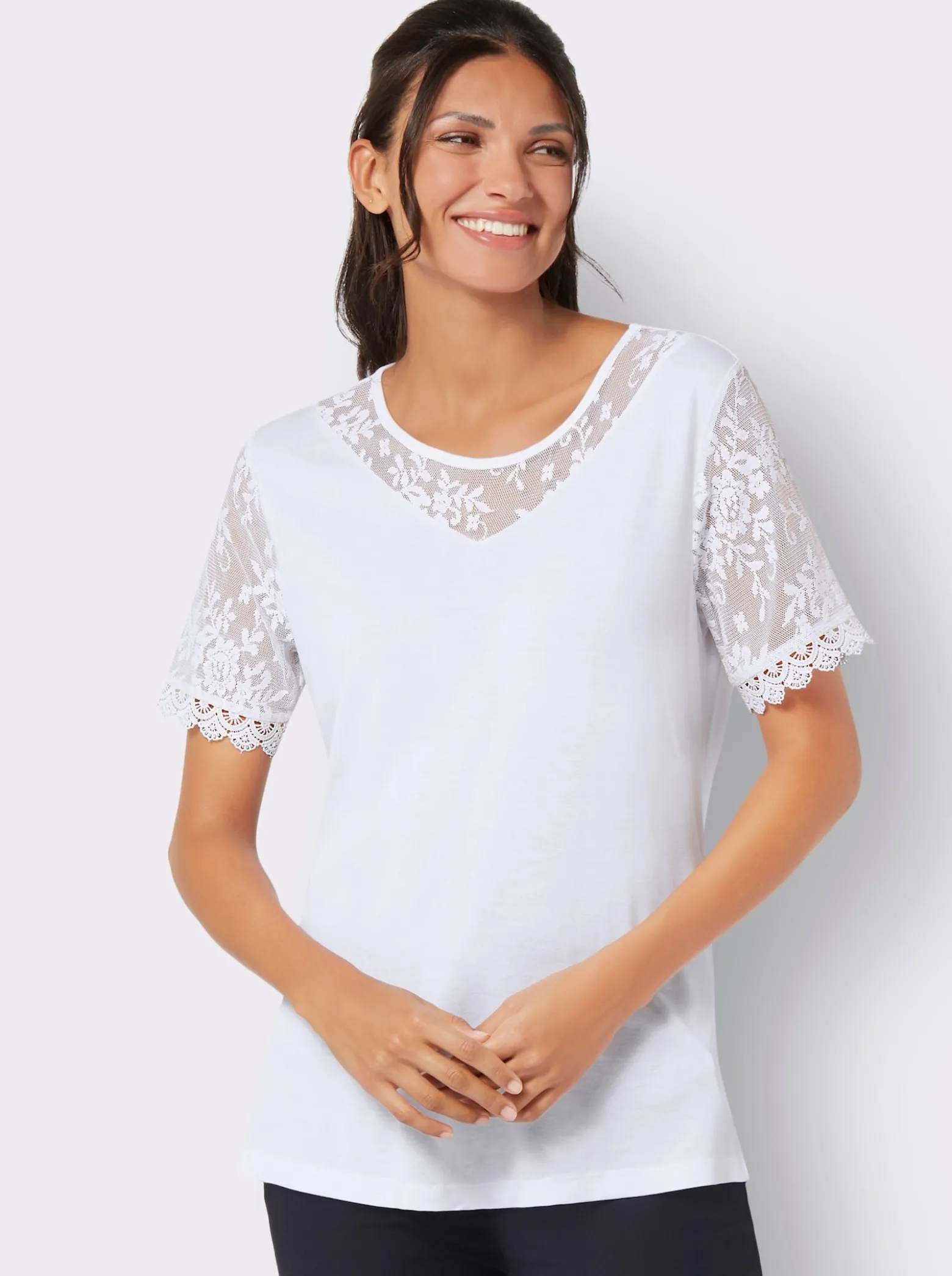 Spitzenshirt aus reiner Viskose