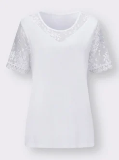 Spitzenshirt aus reiner Viskose