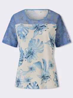 Spitzenshirt im floralen Dessin