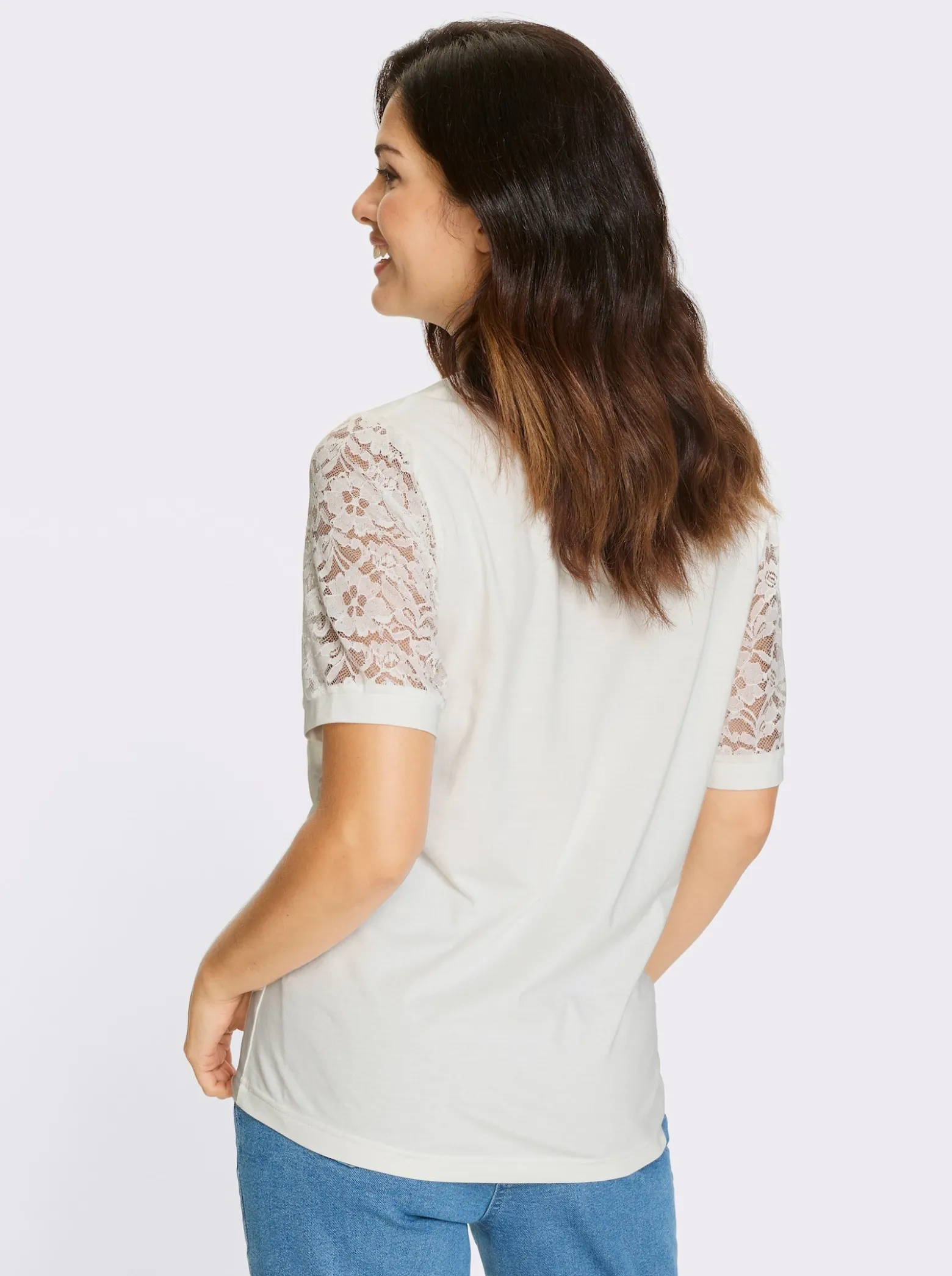 Spitzenshirt mit Puffärmeln