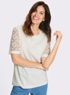 Spitzenshirt mit Puffärmeln