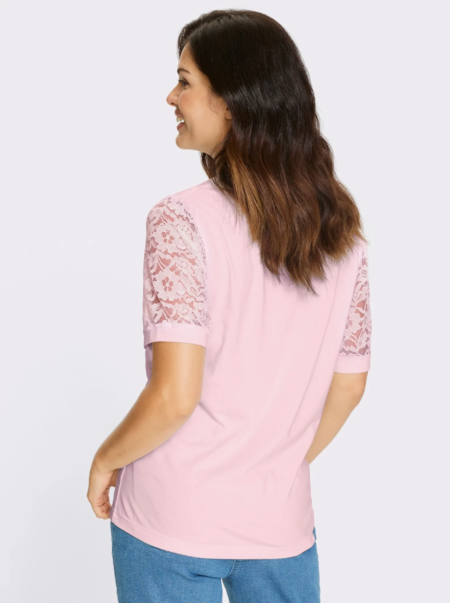 Spitzenshirt mit Puffärmeln