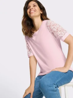 Spitzenshirt mit Puffärmeln
