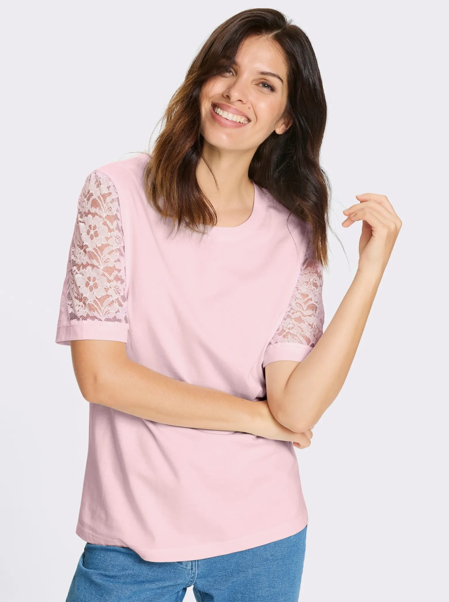 Spitzenshirt mit Puffärmeln