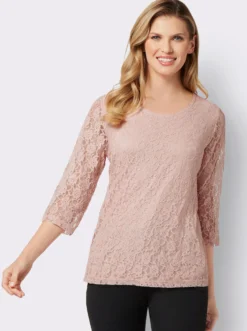 Spitzenshirt mit 3/4-Ärmeln