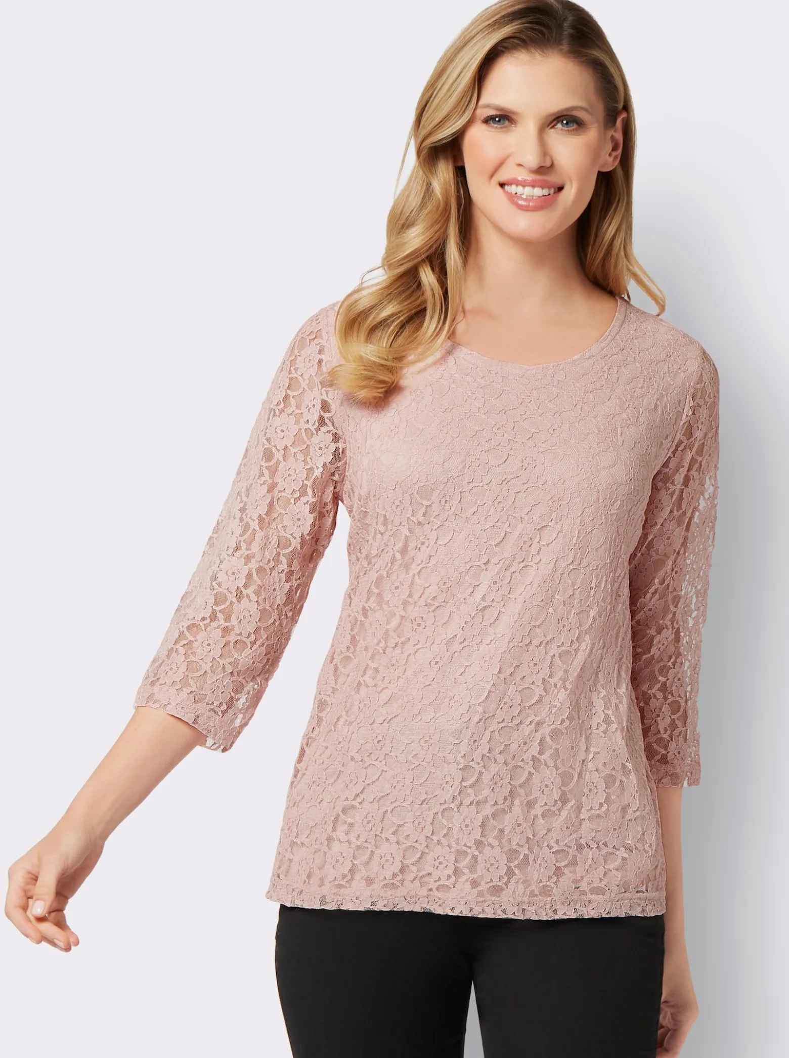 Spitzenshirt mit 3/4-Ärmeln