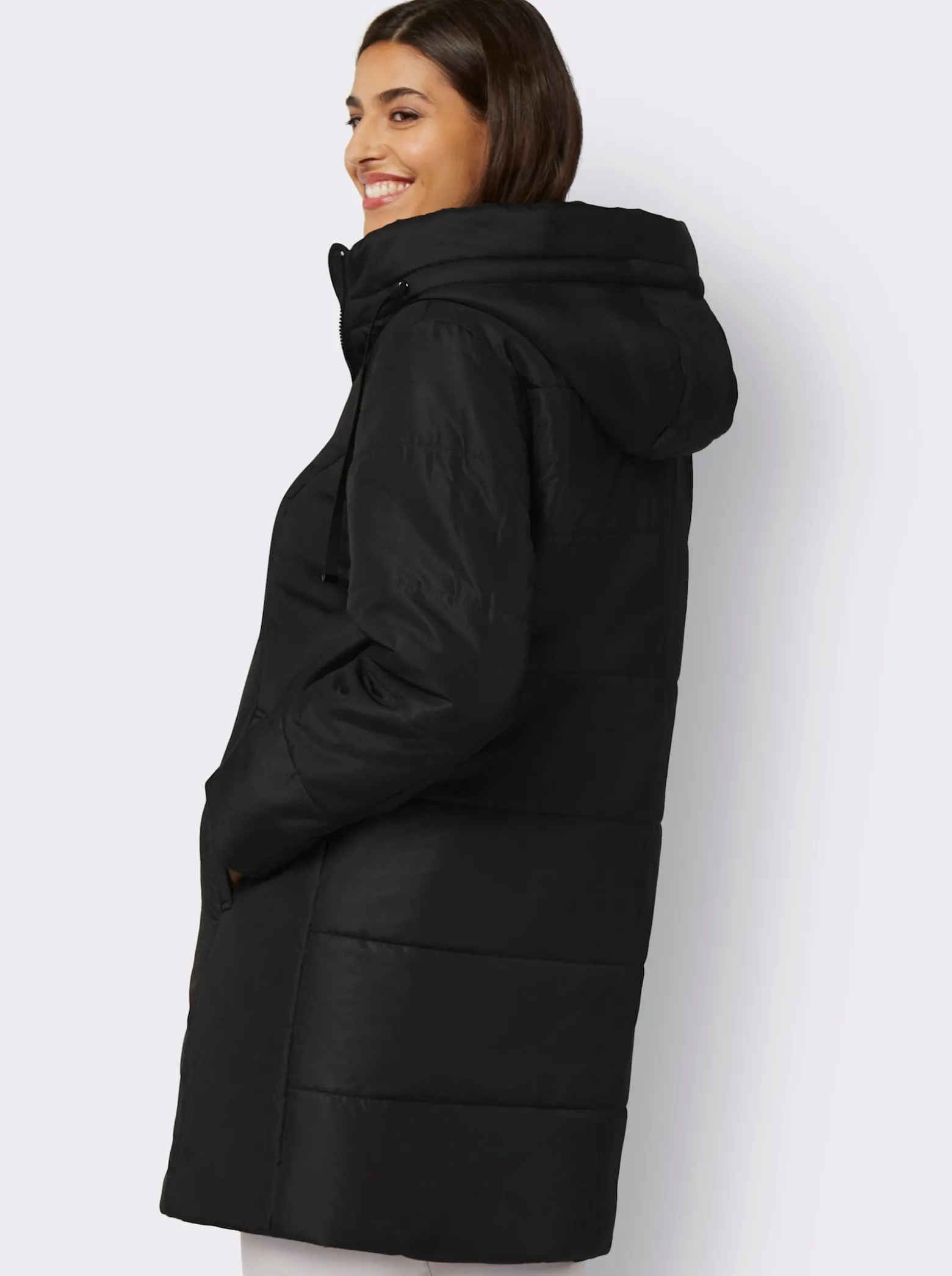 Stark wärmende Longjacke mit Steppmuster