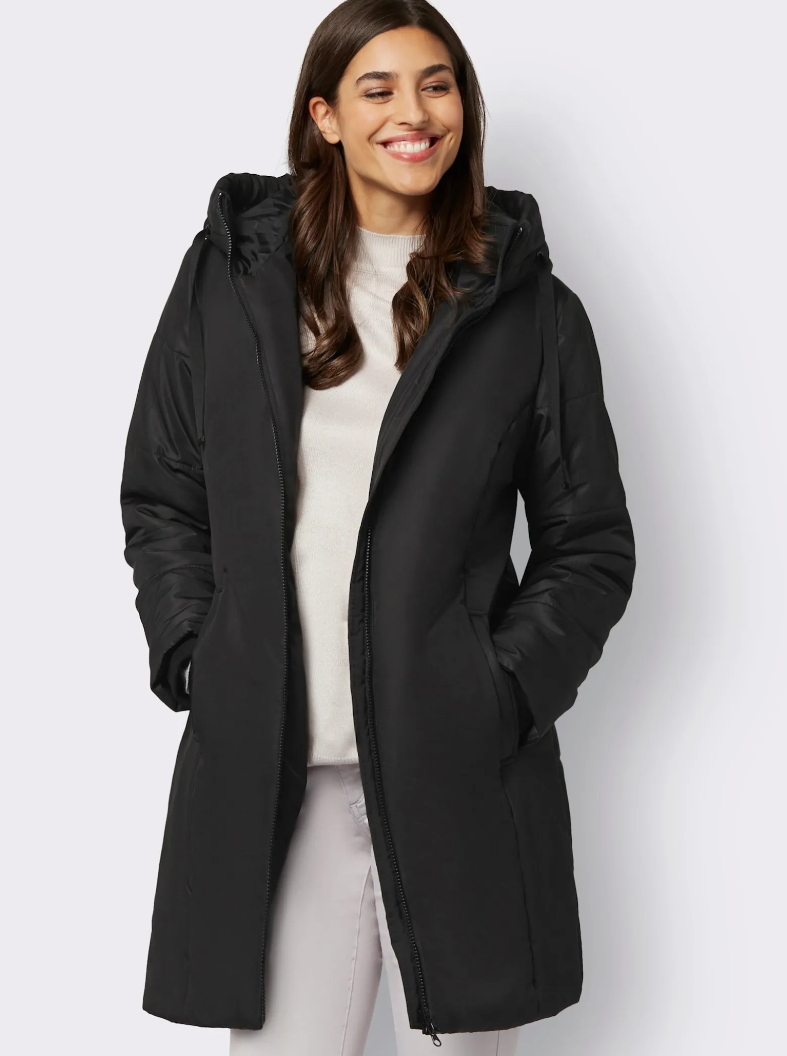 Stark wärmende Longjacke mit Steppmuster