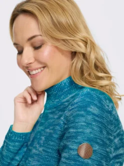 Stehkragenpullover aus Melange-Strick