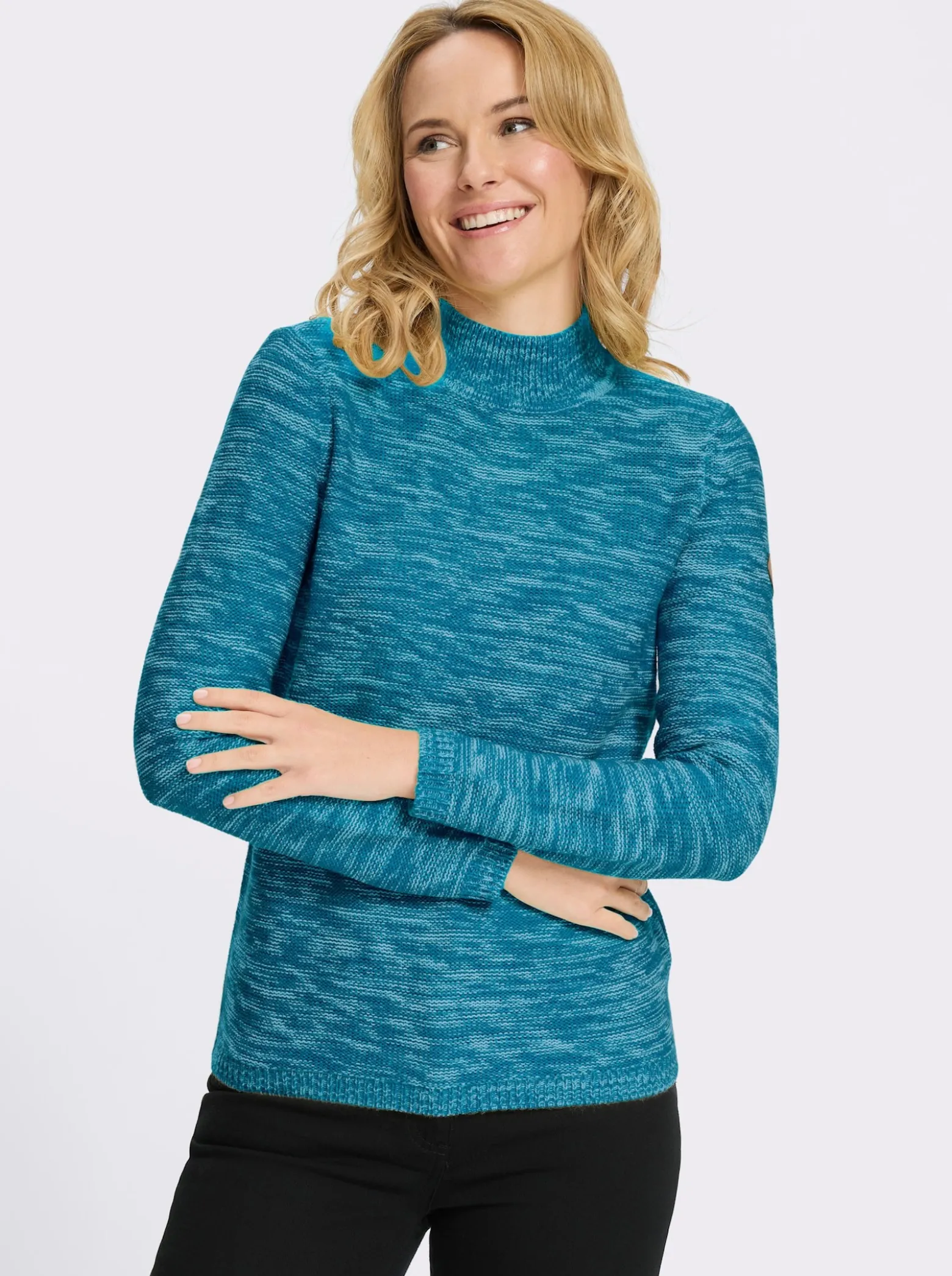 Stehkragenpullover aus Melange-Strick