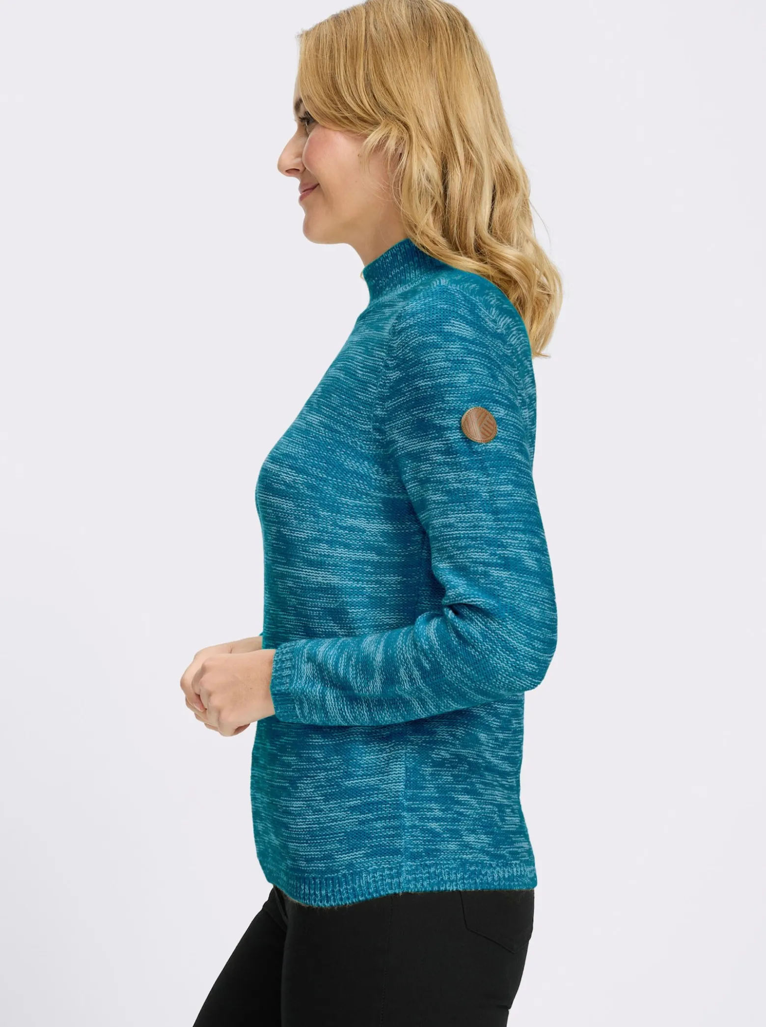 Stehkragenpullover aus Melange-Strick