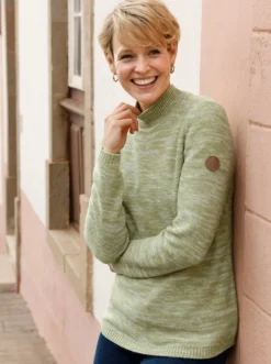 Stehkragenpullover aus Melange-Strick