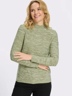 Stehkragenpullover aus Melange-Strick