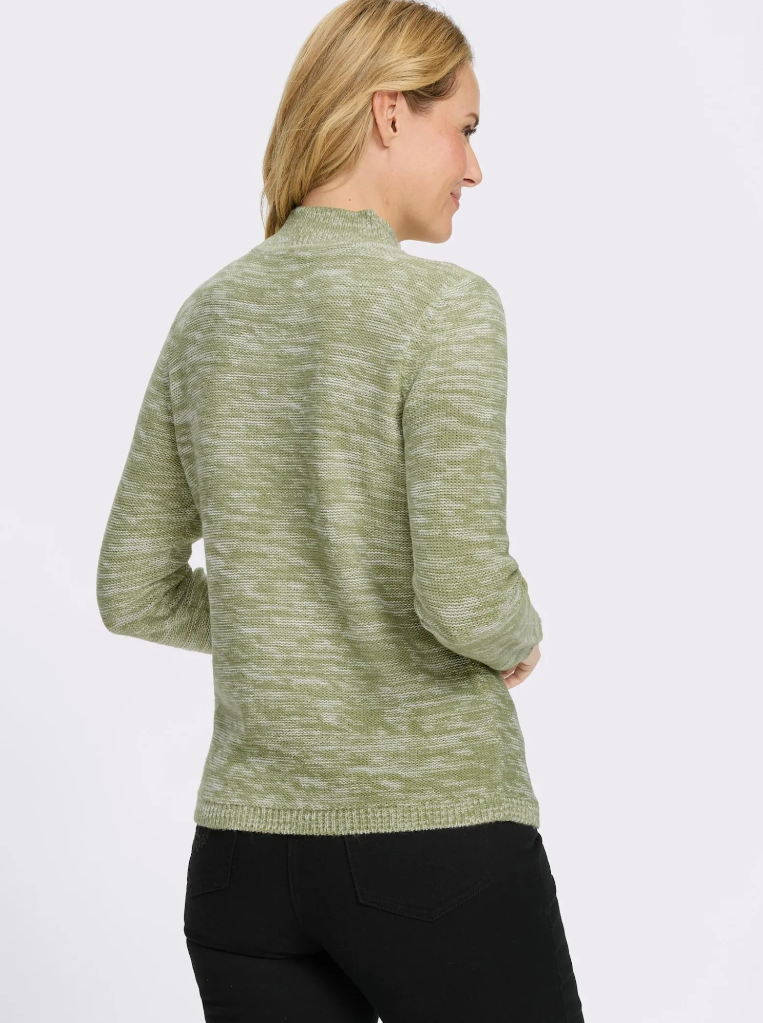 Stehkragenpullover aus Melange-Strick
