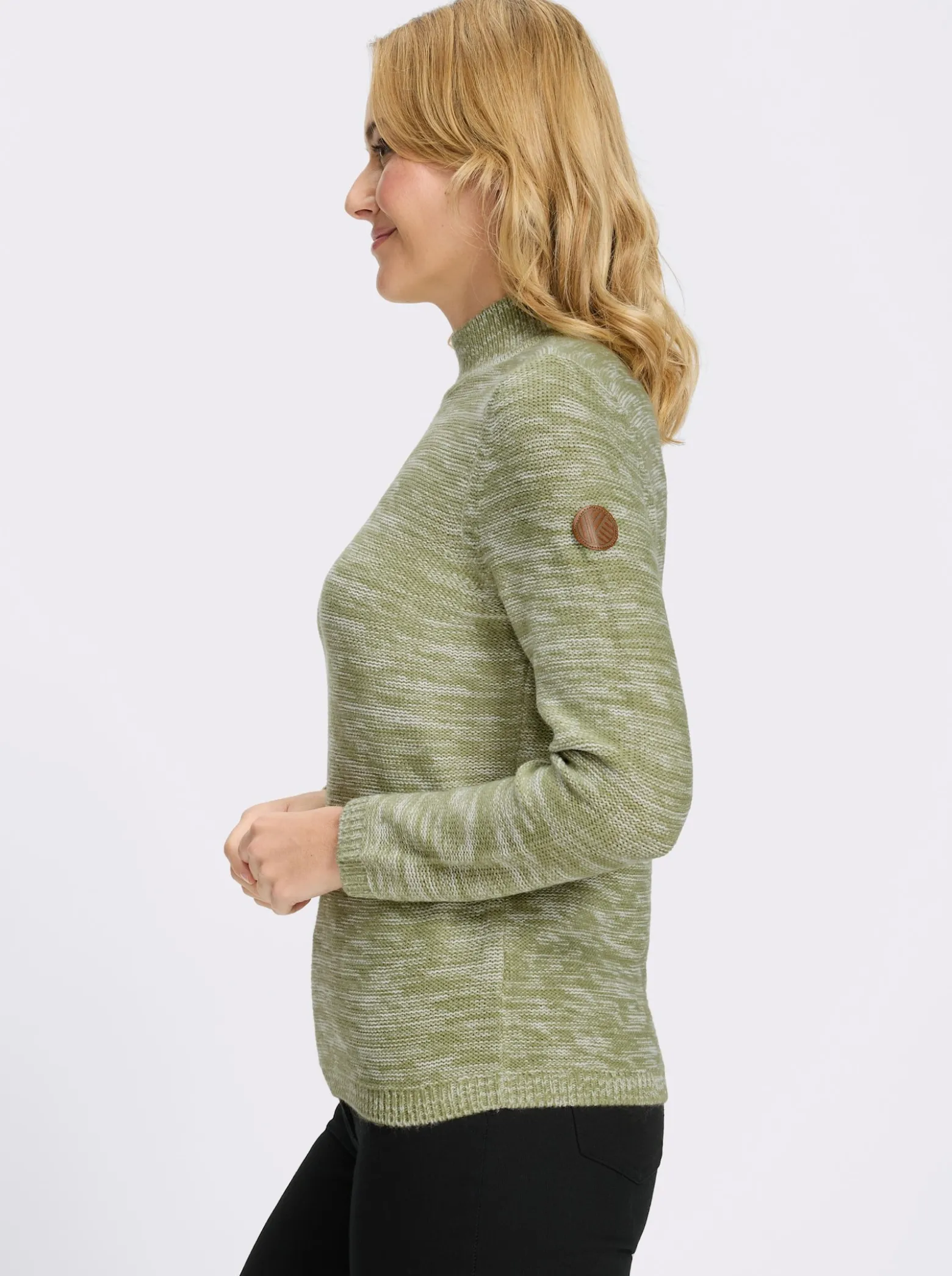Stehkragenpullover aus Melange-Strick