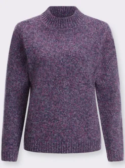 Stehkragenpullover aus Melangegarn