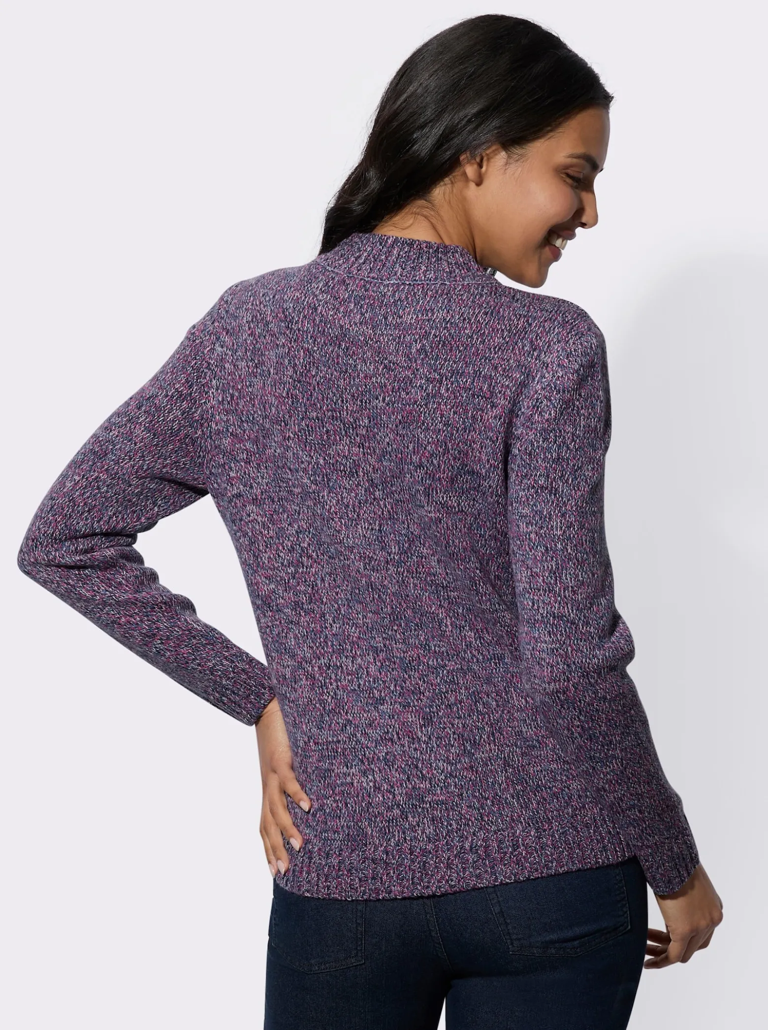 Stehkragenpullover aus Melangegarn