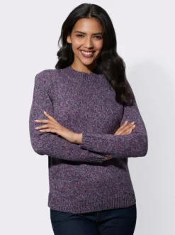 Stehkragenpullover aus Melangegarn