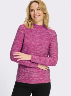Stehkragenpullover aus Melange-Strick
