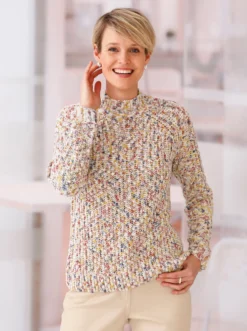 Stehkragenpullover aus Multicolorgarn