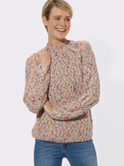 Stehkragenpullover aus Multicolorgarn