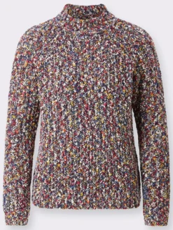 Stehkragenpullover aus Multicolorgarn
