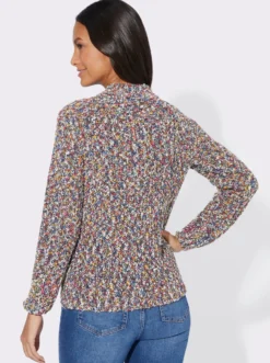 Stehkragenpullover aus Multicolorgarn