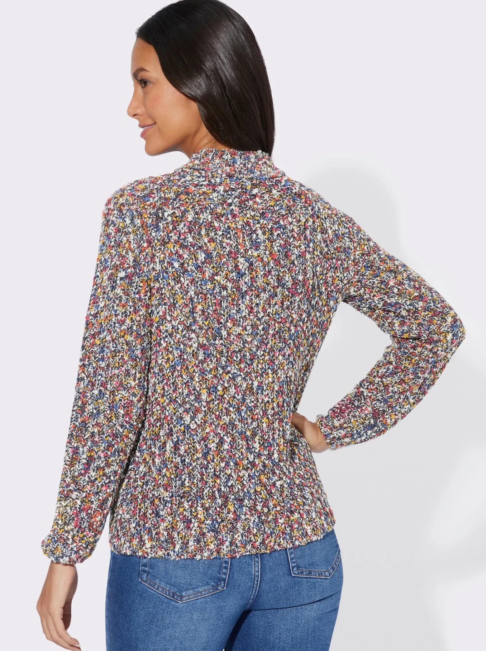 Stehkragenpullover aus Multicolorgarn