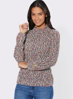 Stehkragenpullover aus Multicolorgarn
